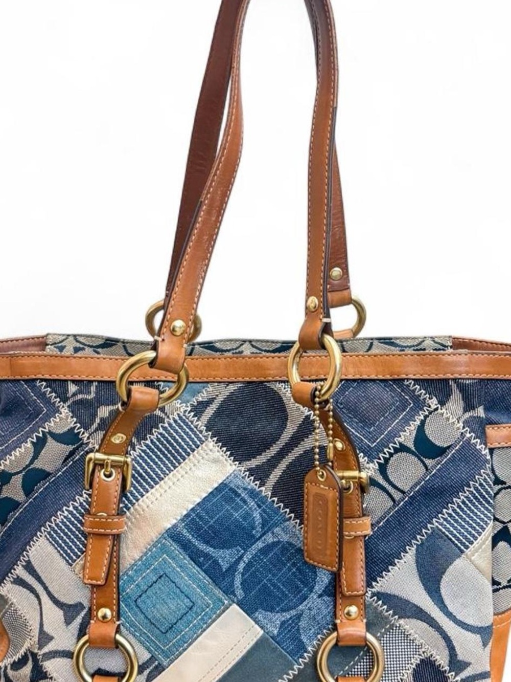vintage coach purse - patchwork tote - y2k